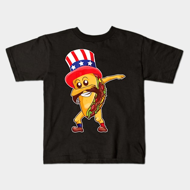 Dabbing Taco 4th July Shirt Fourth of July Kids T-Shirt by CovidStore